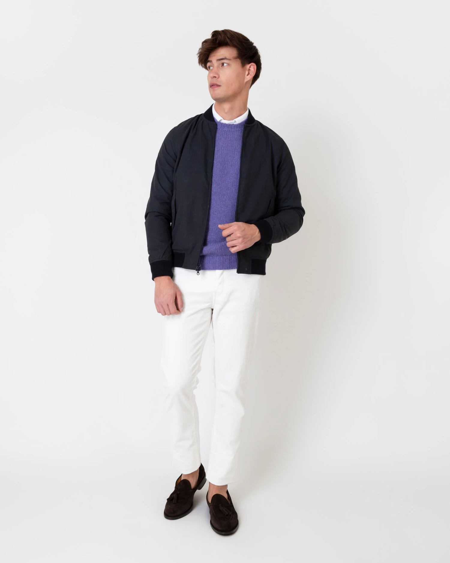 Bomber Jacket In Navy Dry Waxed Cotton 4 Bomber Jacket In Navy Dry Waxed Cotton - Image 4