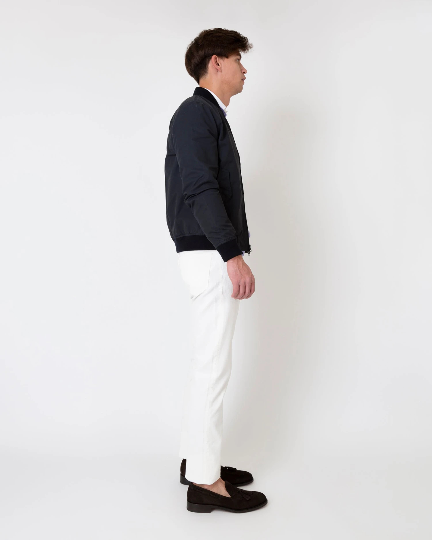 Bomber Jacket In Navy Dry Waxed Cotton 5 Bomber Jacket In Navy Dry Waxed Cotton - Image 5