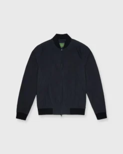 Bomber Jacket In Navy Dry Waxed Cotton