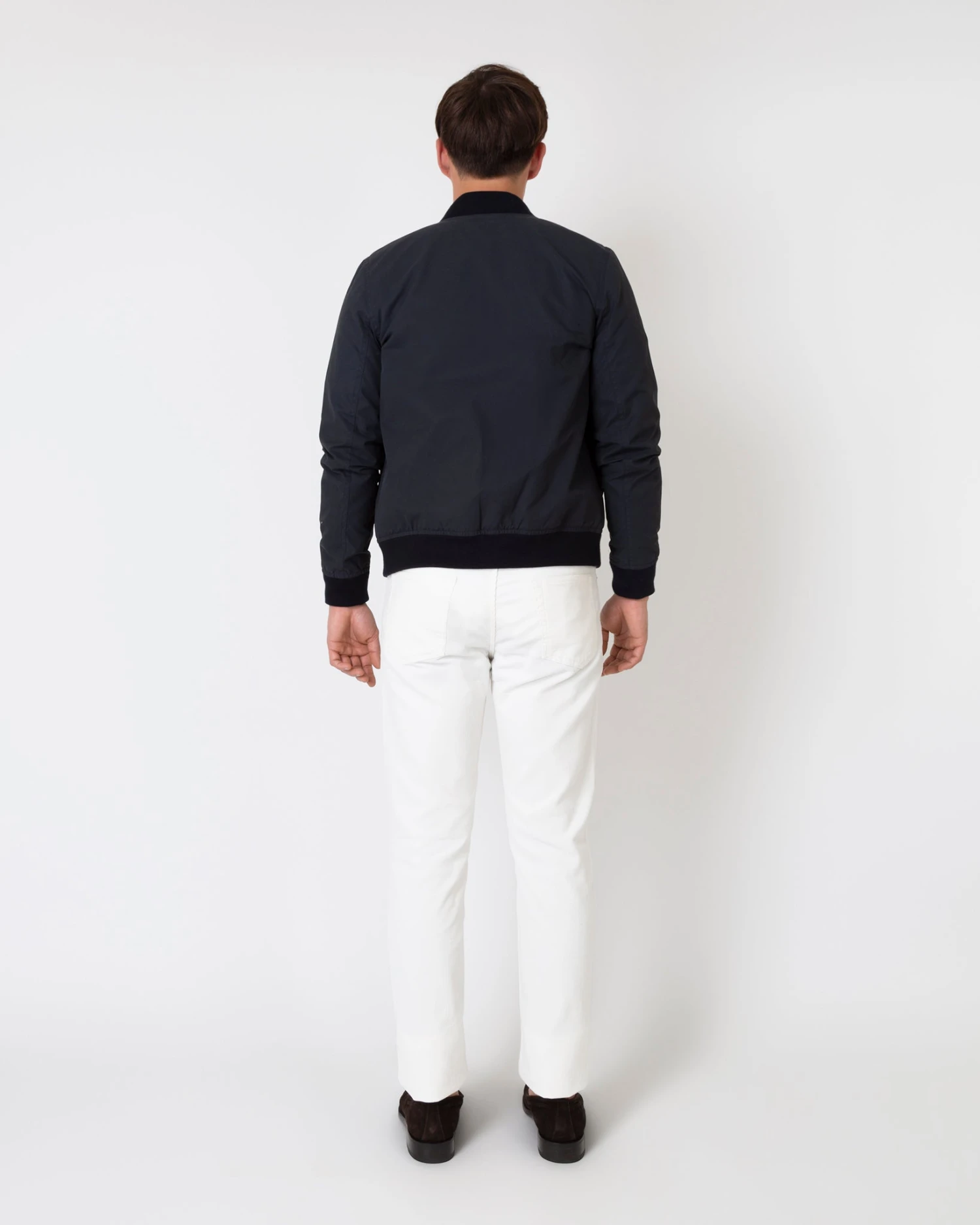 Bomber Jacket In Navy Dry Waxed Cotton 6 Bomber Jacket In Navy Dry Waxed Cotton - Image 6