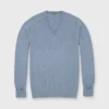 Classic V-Neck Sweater In Boro Blue Cashmere