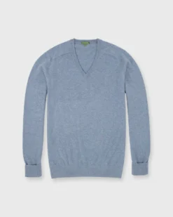 Classic V-Neck Sweater In Boro Blue Cashmere