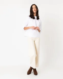 Kamille Blouson-Sleeve Top In White Poplin -ULLA JOHNSON SHOP S64848 2