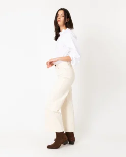 Kamille Blouson-Sleeve Top In White Poplin -ULLA JOHNSON SHOP S64848 3