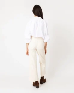 Kamille Blouson-Sleeve Top In White Poplin -ULLA JOHNSON SHOP S64848 4