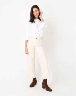 Kamille Blouson-Sleeve Top In White Poplin -ULLA JOHNSON SHOP S64848 5