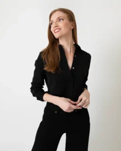 Icon Blouse In Black Silk Crepe De Chine -ULLA JOHNSON SHOP S64873 8