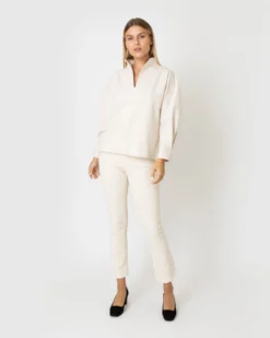 Violet Top In Bisque Bi-Stretch Tricotine -ULLA JOHNSON SHOP S64903 6