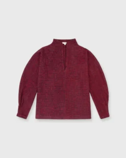 Violet Top In Red/Navy Houndstooth Brushed Knit