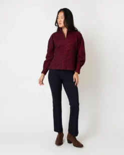 Violet Top In Red/Navy Houndstooth Brushed Knit -ULLA JOHNSON SHOP S64927 2