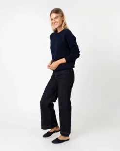 Cydney Boyfriend Crewneck Sweater In Navy Cashmere -ULLA JOHNSON SHOP S64943 2