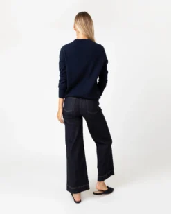 Cydney Boyfriend Crewneck Sweater In Navy Cashmere -ULLA JOHNSON SHOP S64943 3