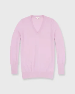 Cydney Boyfriend V-Neck Sweater In Pale Pink Cashmere