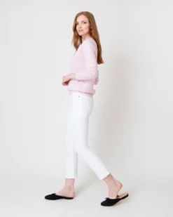 Cydney Boyfriend V-Neck Sweater In Pale Pink Cashmere -ULLA JOHNSON SHOP S64944 2