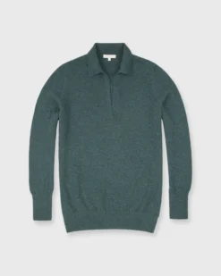 Cydney Johnny-Collar Sweater In Heather Pine Cashmere
