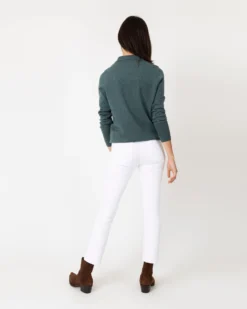Cydney Johnny-Collar Sweater In Heather Pine Cashmere -ULLA JOHNSON SHOP S64946 2