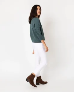 Cydney Johnny-Collar Sweater In Heather Pine Cashmere -ULLA JOHNSON SHOP S64946 3