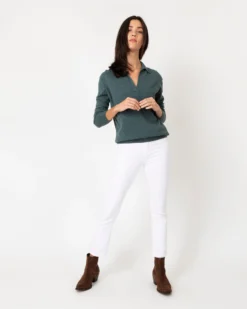 Cydney Johnny-Collar Sweater In Heather Pine Cashmere -ULLA JOHNSON SHOP S64946 4