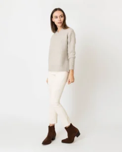 Wrap-Neck Sweater In Oatmeal Donegal Cashmere -ULLA JOHNSON SHOP S64965 4