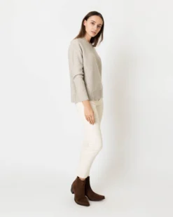 Wrap-Neck Sweater In Oatmeal Donegal Cashmere -ULLA JOHNSON SHOP S64965 5