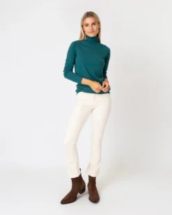 Superfine Funnel-Neck Sweater In Highland Green Cashmere -ULLA JOHNSON SHOP S65204 7