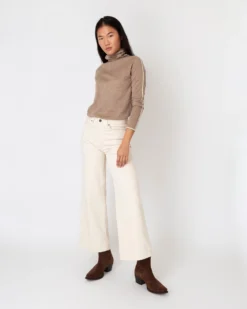 Tipped Funnel-Neck Sweater In Heather Mink Cashmere -ULLA JOHNSON SHOP S65205 6