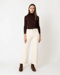 Superfine Funnel-Neck Sweater In Chocolate Cashmere -ULLA JOHNSON SHOP S65207 2