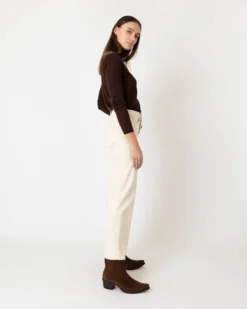 Superfine Funnel-Neck Sweater In Chocolate Cashmere -ULLA JOHNSON SHOP S65207 4