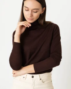 Superfine Funnel-Neck Sweater In Chocolate Cashmere -ULLA JOHNSON SHOP S65207 7