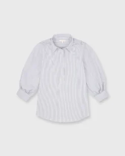 Geraldine Popover Shirt In Grey Stripe Poplin