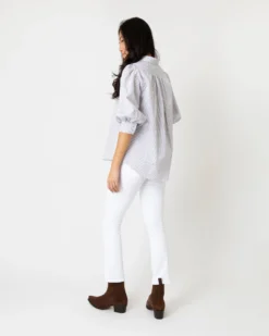 Geraldine Popover Shirt In Grey Stripe Poplin -ULLA JOHNSON SHOP S66606 3