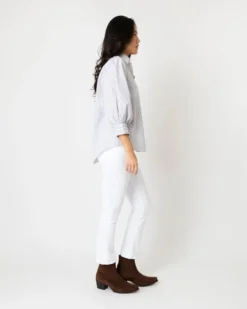 Geraldine Popover Shirt In Grey Stripe Poplin -ULLA JOHNSON SHOP S66606 4