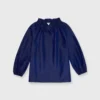 Button-Front Kamille Blouse In Navy Silk Shantung