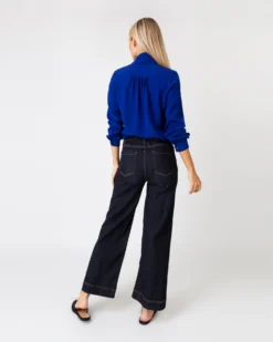 Tie-Neck Blouse In Sapphire Silk Crepe De Chine -ULLA JOHNSON SHOP S67284 5