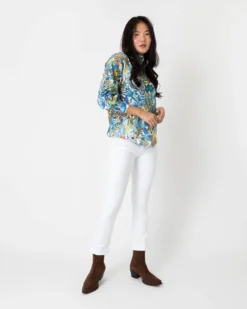 Anaya Popover Shirt In Blue/Gold Multi Jungle Trip Liberty Fabric -ULLA JOHNSON SHOP S67300 3