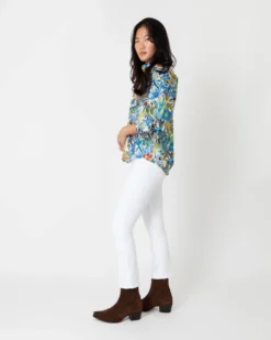 Anaya Popover Shirt In Blue/Gold Multi Jungle Trip Liberty Fabric -ULLA JOHNSON SHOP S67300 4