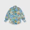 Anaya Popover Shirt In Blue/Gold Multi Jungle Trip Liberty Fabric