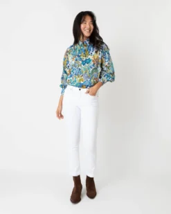 Anaya Popover Shirt In Blue/Gold Multi Jungle Trip Liberty Fabric -ULLA JOHNSON SHOP S67300 6