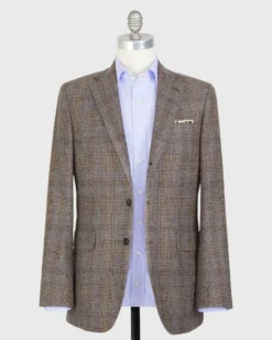 Virgil No. 4 Jacket In Oat/Brown/Blue Glen Plaid Flannel -ULLA JOHNSON SHOP S67575 3