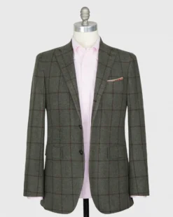 Virgil No. 3 Jacket In Olive/Chocolate/Sienna Windowpane Flannel -ULLA JOHNSON SHOP S67577 3