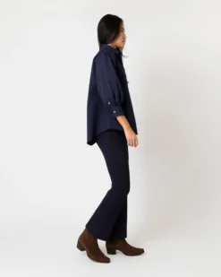 Geraldine Popover Shirt In Navy Poplin -ULLA JOHNSON SHOP S67579 4