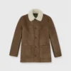 Shearling Coat In Snuff Suede