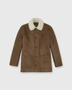 Shearling Coat In Snuff Suede