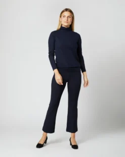 Superfine Funnel-Neck Sweater In Navy Cashmere -ULLA JOHNSON SHOP S6852 339