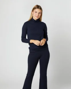 Superfine Funnel-Neck Sweater In Navy Cashmere -ULLA JOHNSON SHOP S6852 382
