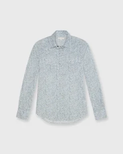 Western Shirt In Steel Blue Multi Hannah Rose Liberty Fabric