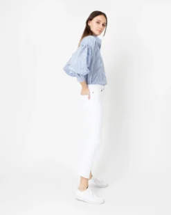 Mirabella Shirt In Blue/White Banker Stripe Cotton/Silk -ULLA JOHNSON SHOP S70272 4