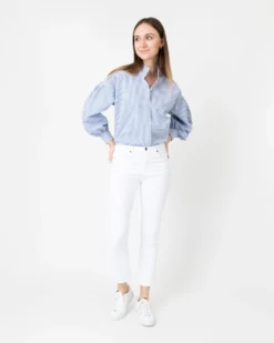 Mirabella Shirt In Blue/White Banker Stripe Cotton/Silk -ULLA JOHNSON SHOP S70272 5