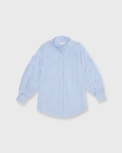 Mirabella Shirt In Blue/White Banker Stripe Cotton/Silk