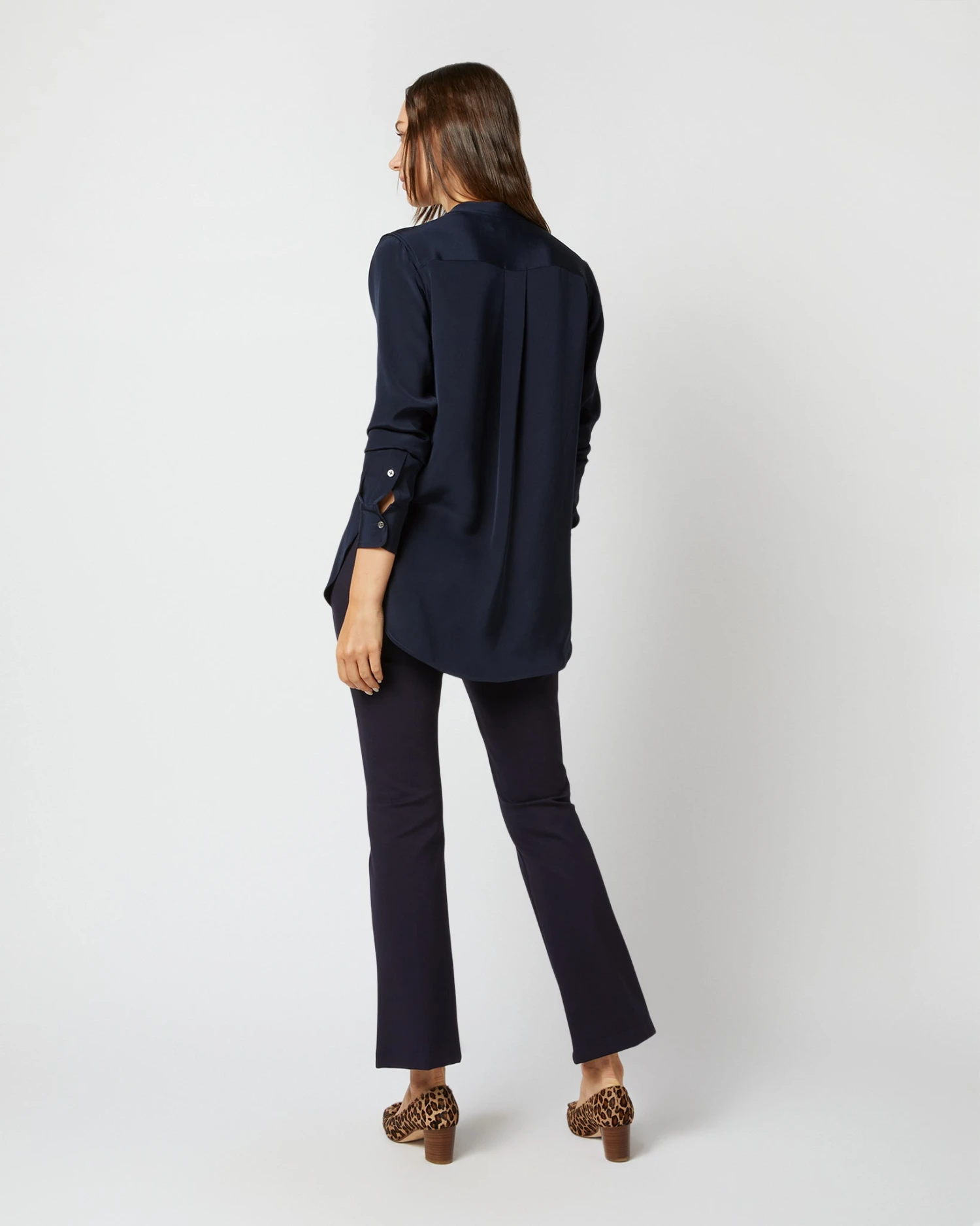 Nyala Blouse In Navy Silk Crepe De Chine 8 Nyala Blouse In Navy Silk Crepe De Chine - Image 8